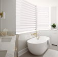 White bathroom Cascade shades